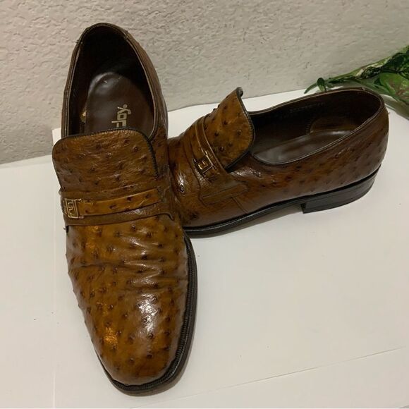 Footjoy Brown Ostrich Leather Loafers 73668 12C main image 9